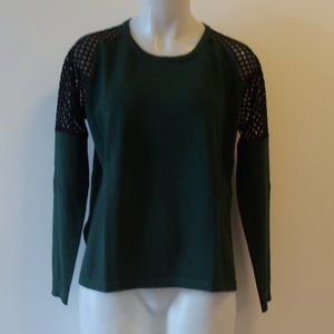 WOMENS ONE GREY DAY GREEN BLACK MESH WOOL BLEND SWEATER S *